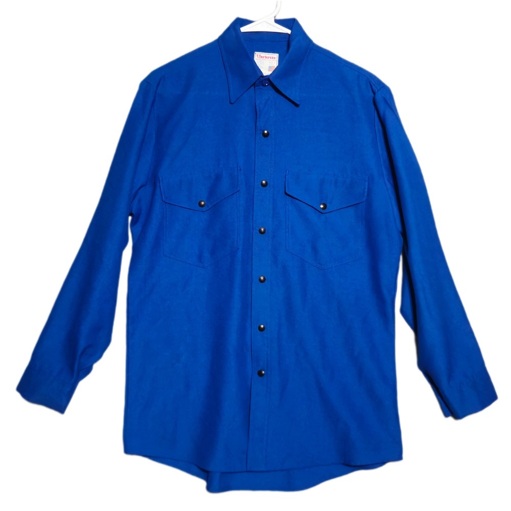 Workrite FR Shirt Mens 15.5 Blue Nomex III Flame Resistant Western Snap Workwear